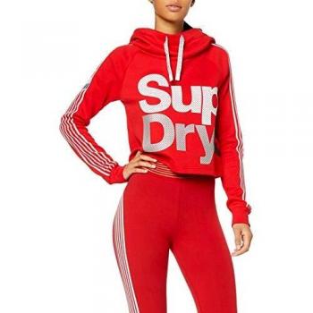 Donna Felpa Cropped Rosso Superdry Athletico 8
