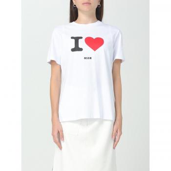 MSGM Femme White Graphic Print T-Shirt – M