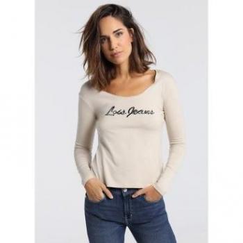 Maglietta Lois Jeans A Maniche Lunghe 132099 Beige L