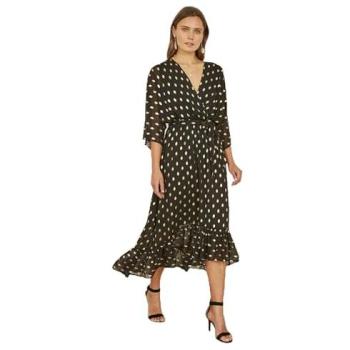 Wrap‑Over Midi Dress – Black 18 UK