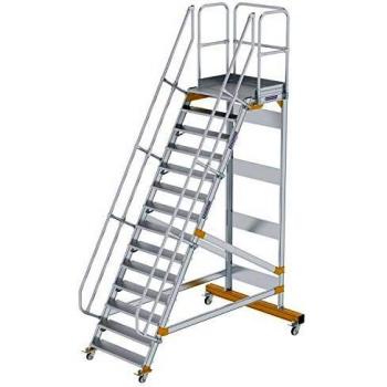 Aluminium-Steigleiter fahrbar 60°, 14 Stufen, 3,40 m