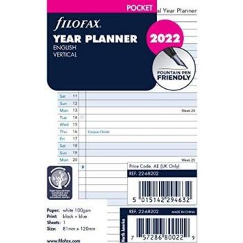 Vertical 2022 White Filofax Pocket Year Planner – 22‑68202