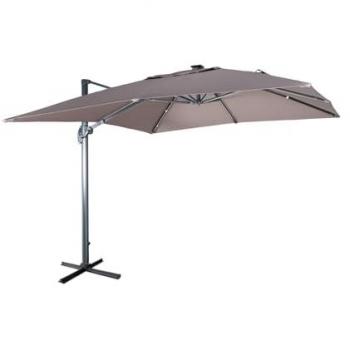 Parasol déporté aluminium 3x3m Luce taupe LED