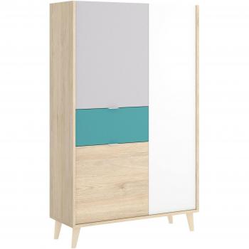 Credenza Duan – Modulo Dispensa Salotto 81x43h137 cm Bianco & Rovere