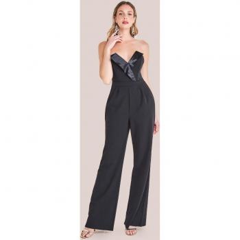 Satin Collar Scuba Jumpsuit