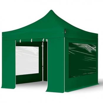 Carpa Profesional 3x3m con Estructura de Aluminio 40mm y Laterales con Ventanas, Verde Oscuro