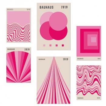 Set de Pósters Bauhaus en Rosa Fucsia