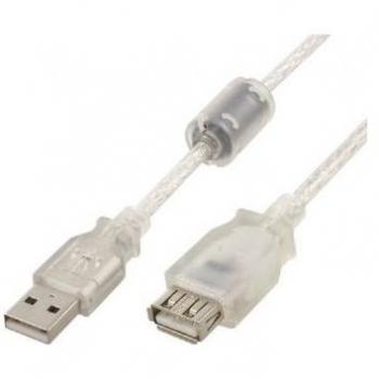 Transparante USB 2.0 verlengkabel 2 meter