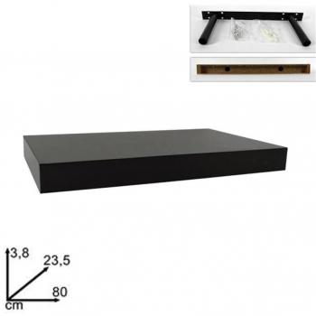Estante de Pared 80x23,5x3,8 cm de Madera MDF con Soporte Negro