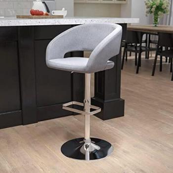 Contemporary Rounded Back Barstool in Gray by Flash Furniture