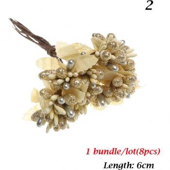 Gold Cherry Blossom Stamen and Berry Wreath Decor