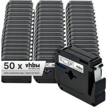 50 Rubans Noir sur Blanc pour imprimantes Brother P-Touch