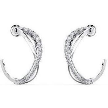 Pendientes de Aro Twist Swarovski, Color Blanco, Baño de Rodio