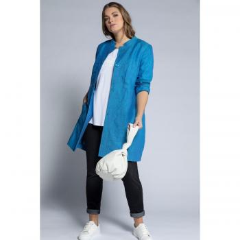 Giacca in lino a maniche lunghe, donna, blu, taglia 52, Ulla Popken