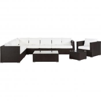 Set di divani da giardino 8 posti con cuscini beige