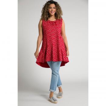Top smanicato lungo con stelle marine, scollo rotondo, Donna, Rosso, Taglia 48/50, Cotone, Ulla Popken