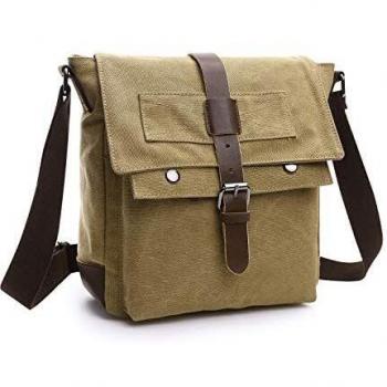 Herren-Arbeitstasche mit Canvas‑Leinwand, Khaki