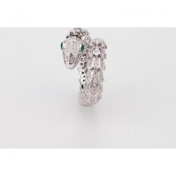 Silver Color Adjustable Snake Ring with Zirconia for Women
