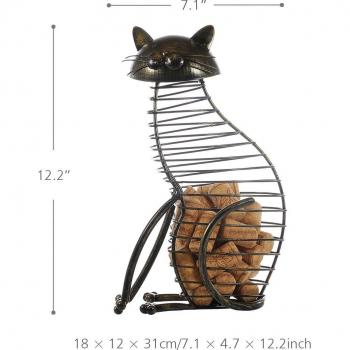 Support de bouteille de vin en métal chat