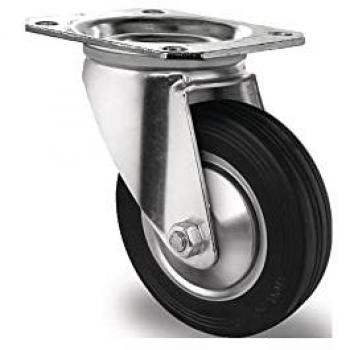 Promat Rotelle: Ruota Girevole Ø 200 mm, 205 kg, Piastra Gomma Piena L 135 × P 110