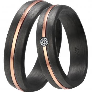 Trauring DOOSTI – Geschenkring in Carbon, 5 mm, mit oder ohne Zirkonia (Gr. 50)