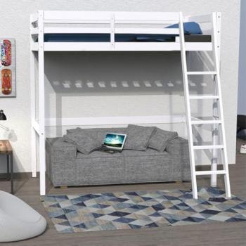 Mezzanine de lit 140x190 cm, bois massif blanc – Weber Industries