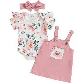 Newborn Girls 3-Piece Outfit Set with Headband