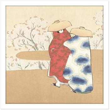 Sekka Kamisaka Spring Lent 16x16 White-Framed Woodcut Art