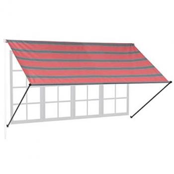 Store de fenêtre rétractable, HxL : 120 x 300 cm, protection UV, gris/rouge