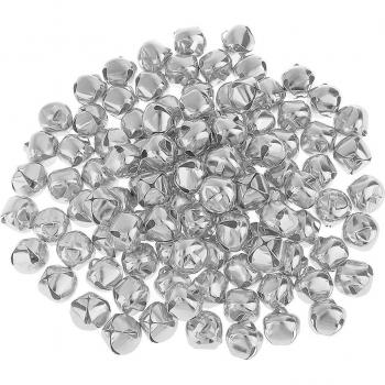 100pcs Silver Christmas Tree Jingle Bells 12mm