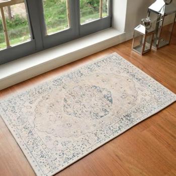 Lovisa Ivory Denim Transitional Washable Area Rug – 5×7 ft