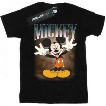 Disney Damenboyfriend‑Tee mit Mickey‑Mouse‑Zunge – Baumwolle, L, Schwarz