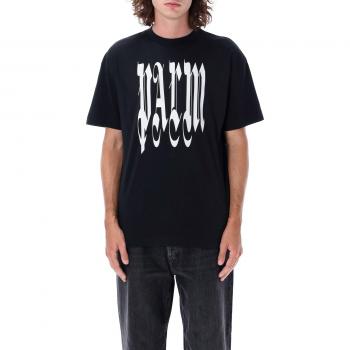 Black T-Shirt (Size: L, Gothic Palm Tee) for Men by Palm Angels