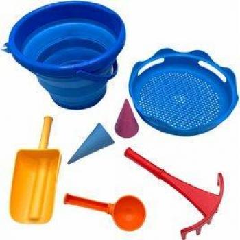 Set de plage 7 pièces pliables bleu