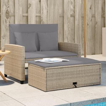 VidaXL Gartenbank 2-Sitzer mit Kissen aus Poly Rattan