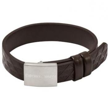 Bracelet en cuir marron Giorgio Armani avec logo aigle