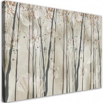 Peinture Murale Florale – Papillon Beige – 60x40