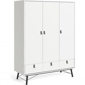 Ry White 3-Door Wardrobe with 3 Drawers