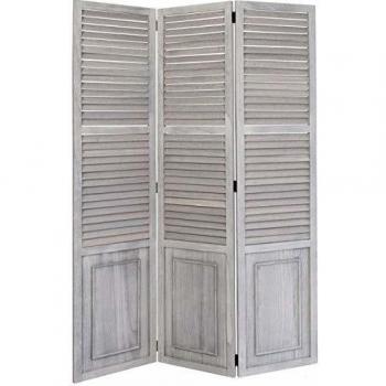 Paravent en Bois Massif 3 Panneaux Gris 120x170
