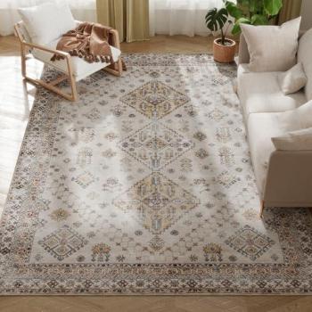 Homcom 290x200 cm Vintage Style Flannel Rug – Beige