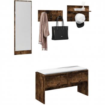 Vidaxl Set of 4 Hallway Furniture in Smoked Oak Engineered Wood