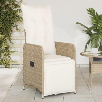 Chaises de jardin en rotin inclinables avec coussins beige