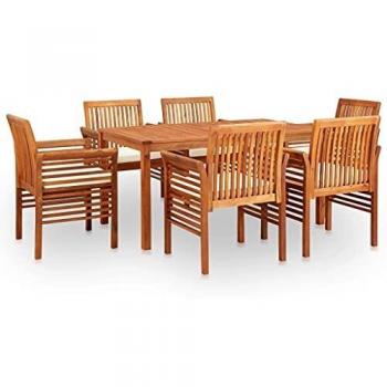 Set da Pranzo da Esterno 7 pz con Cuscini in Acacia