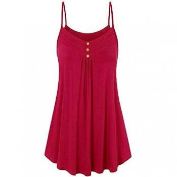 V‑Shaped Pleated Summer Vest – Hot Pink X‑Large
