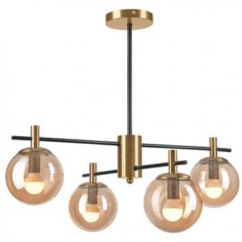Padad E14 Deckenlicht – Modernes Rauchglas in Gold & Schwarz, 4‑Flammen Kugel