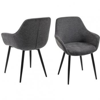 Anthrazit Polsterstuhl Armlehnstuhl 2er Set für Esszimmer und Wohnzimmer