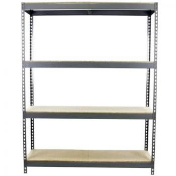 Estantería Metálica SimonRack, 2000x1500x450 mm, 4 Baldas de Madera, Soporta hasta 600 kg por balda, Color Gris/Madera