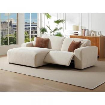 Sofá rinconera TIRONO eléctrico de terciopelo beige