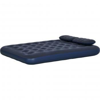 Outsunny Camping Luftmatratze Doppel mit Handpumpe & Kopfkissen, Blau 203x152x22cm