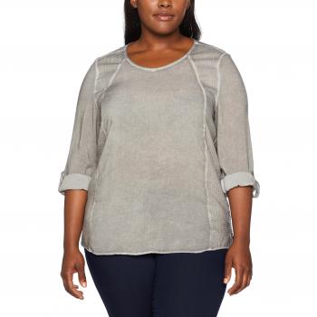 Gina Laura Große Größen Bluse, Paillettendetail, Cooldye Grau